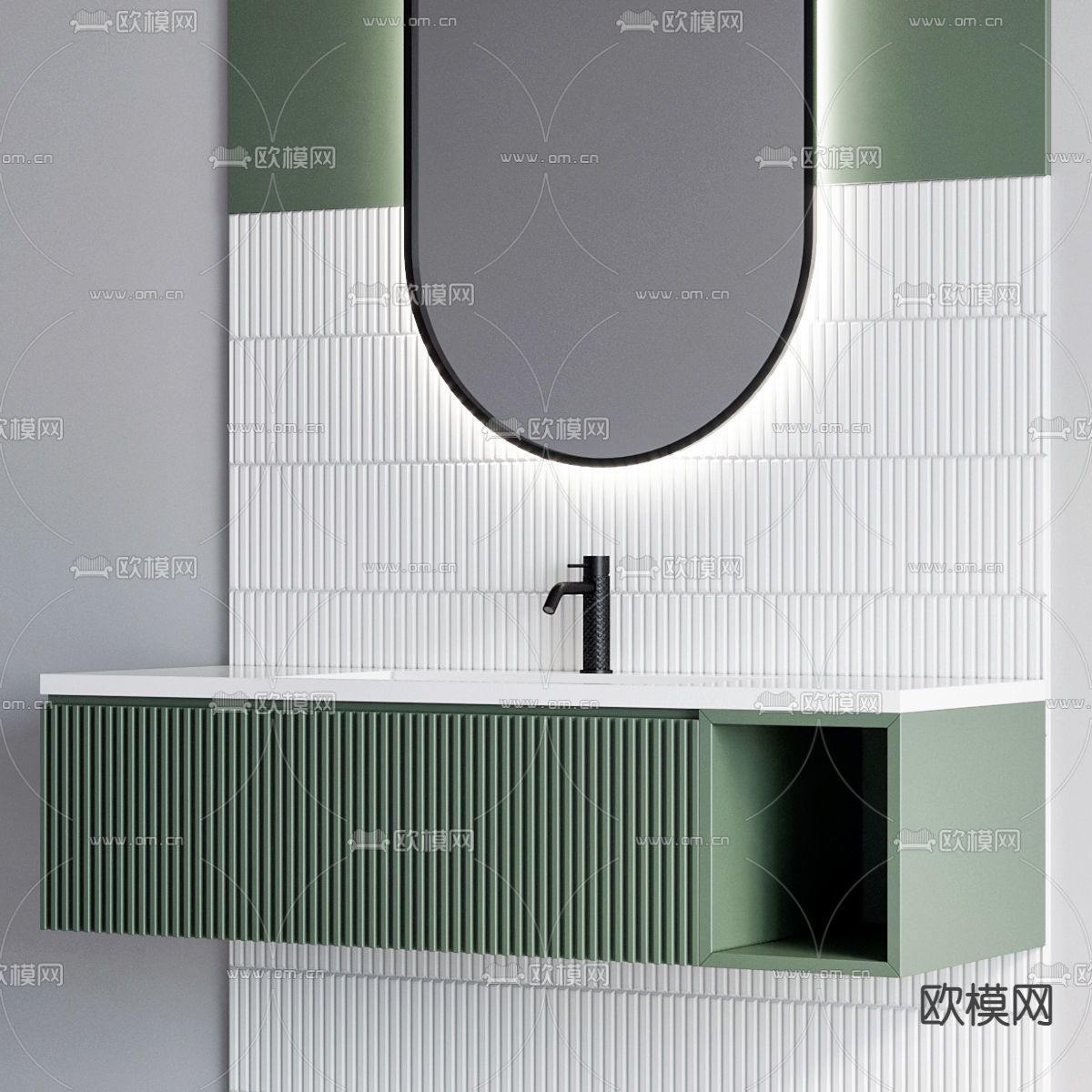 现代浴室柜洗手台3d模型下载（渲染图3）