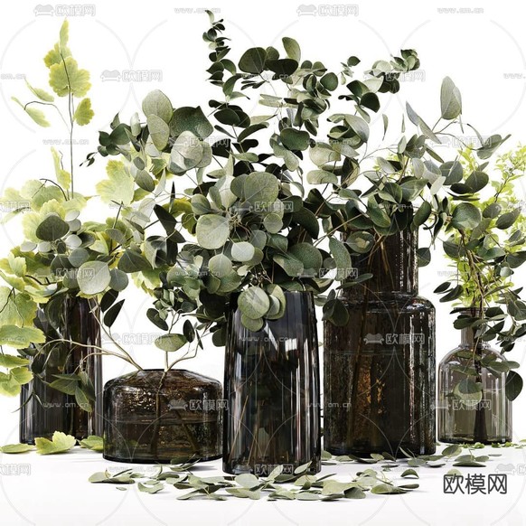 现代玻璃花瓶花艺3d模型下载(渲染图1)