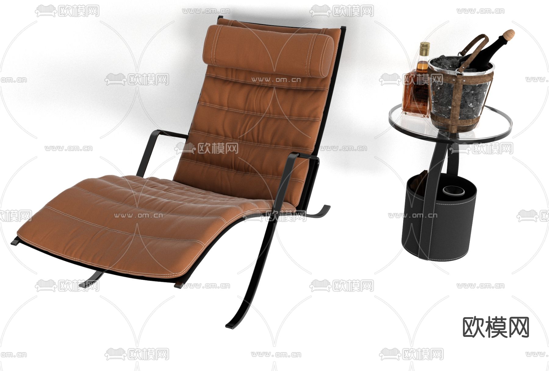 现代皮革躺椅免费3d模型下载