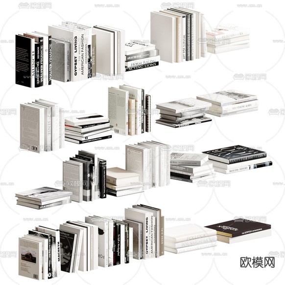 现代书籍3d模型下载