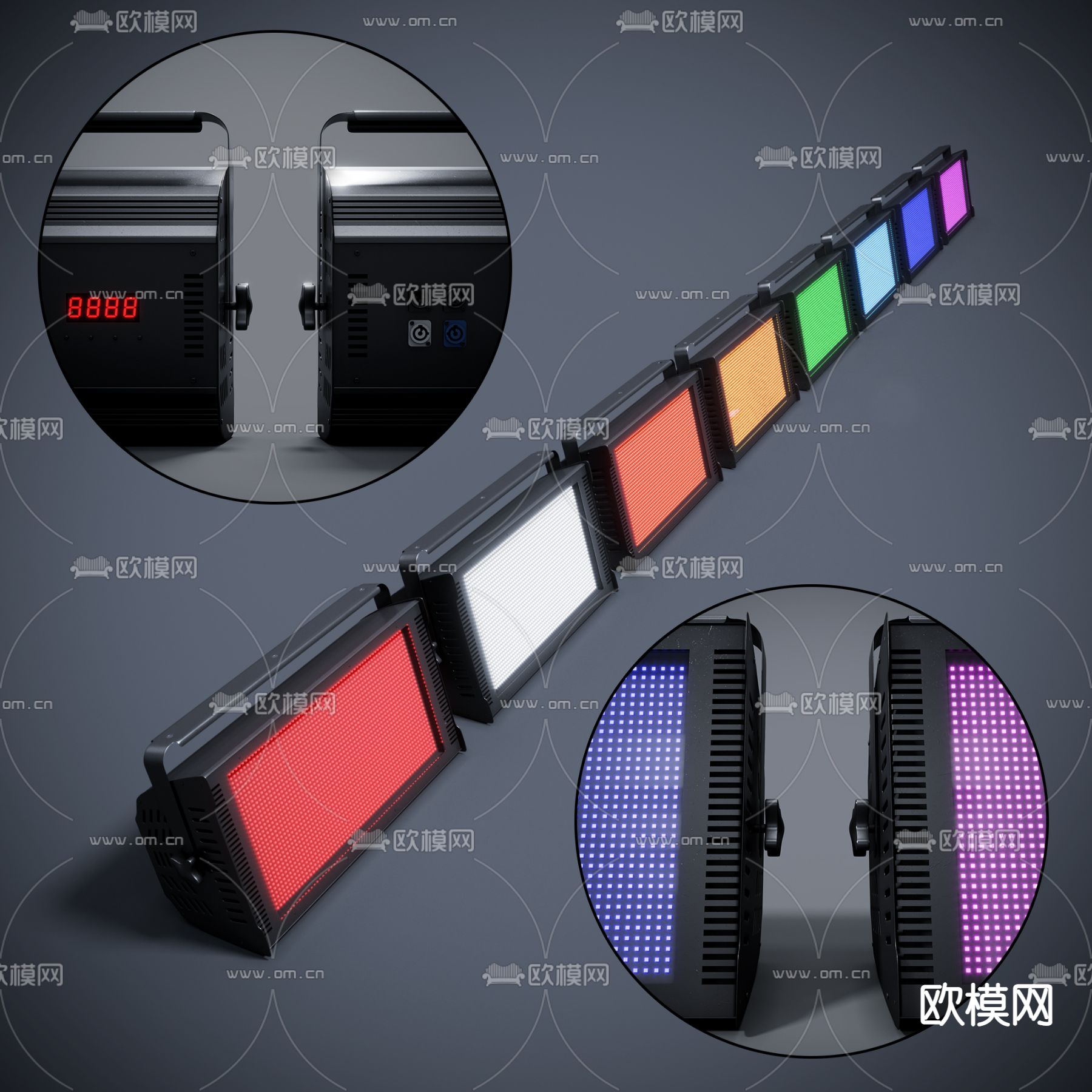 现代舞台灯射灯组合3d模型下载（渲染图1）