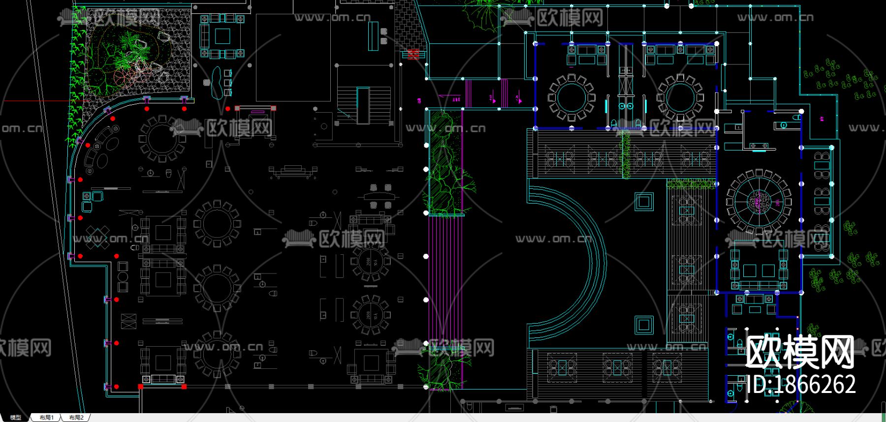 高级别墅区景观cad施工图下载（渲染图3）