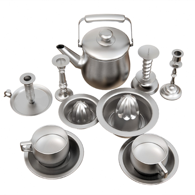  现代不锈钢水壶餐具su模型 