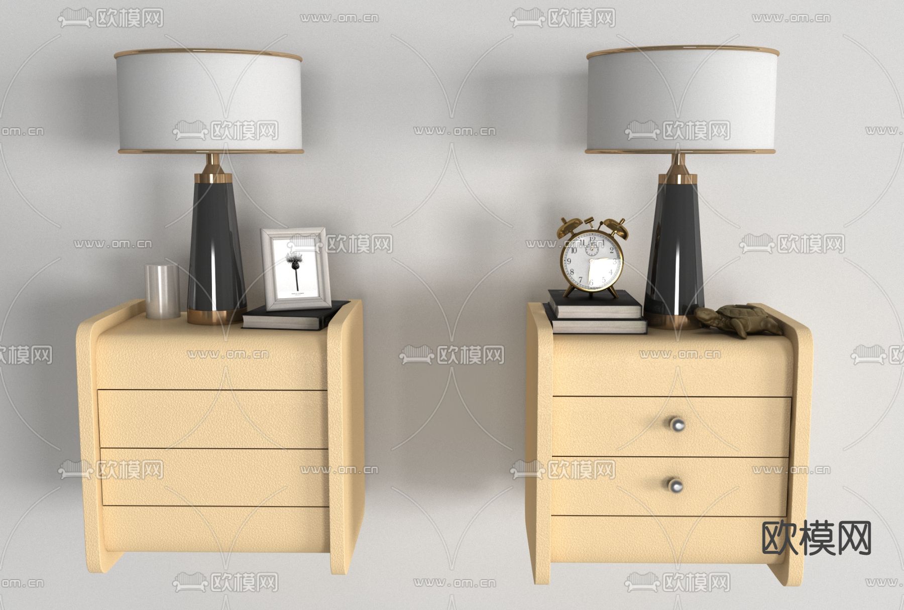 简欧皮革床头柜免费3d模型下载