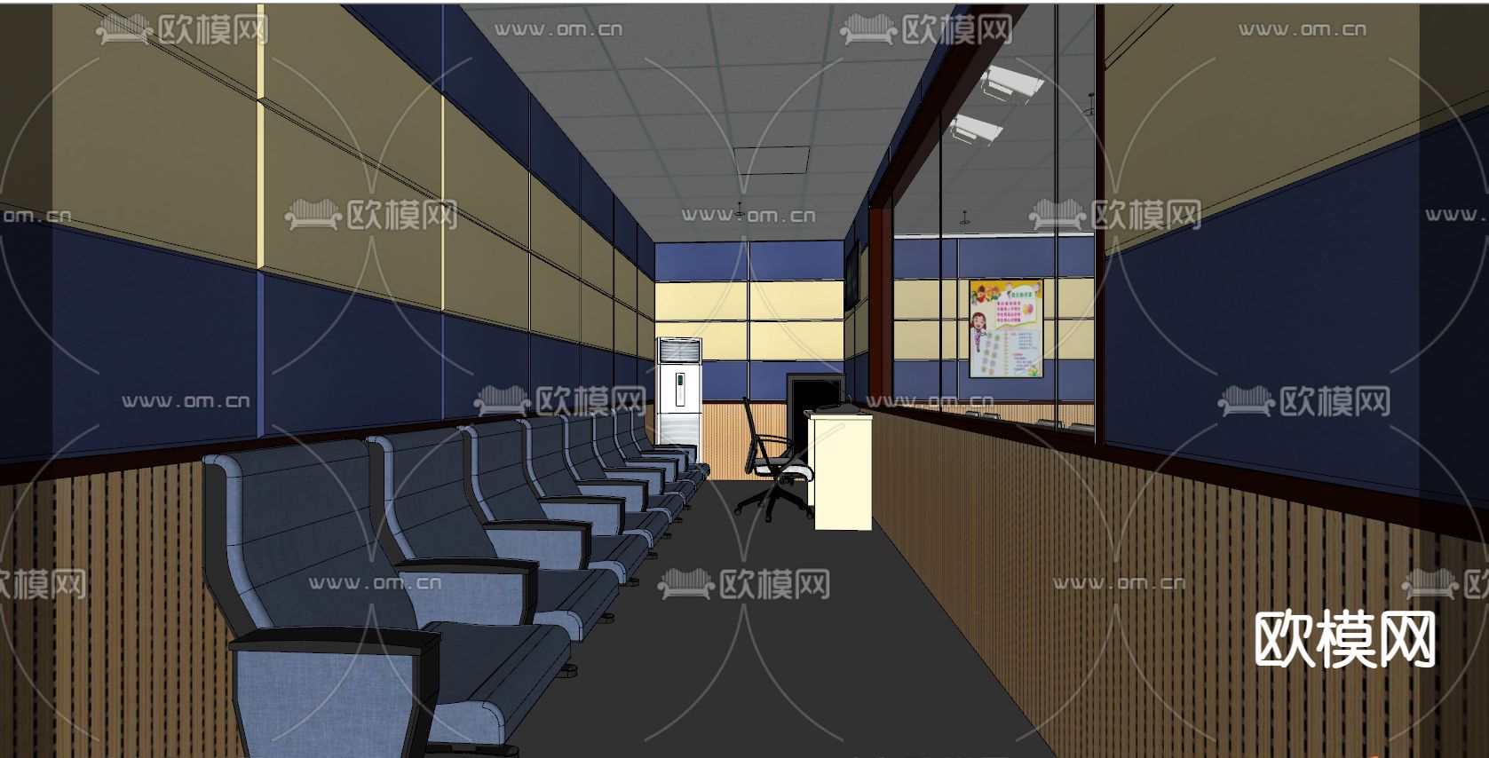 现代学校录播教室su模型下载（渲染图4）