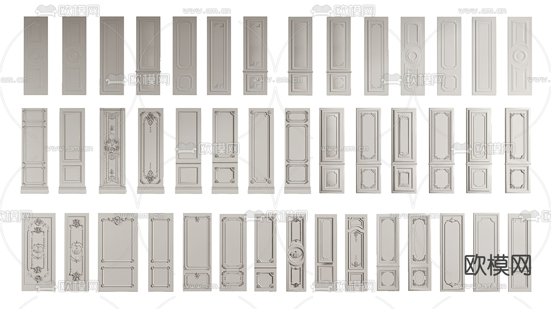 欧式雕花护墙板su模型下载（渲染图1）