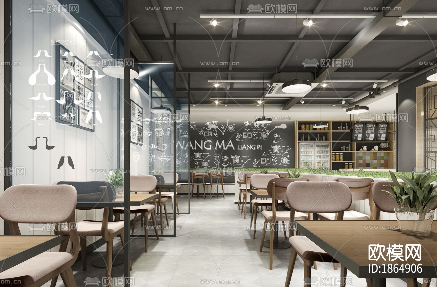 茶餐厅cad施工图下载（渲染图6）