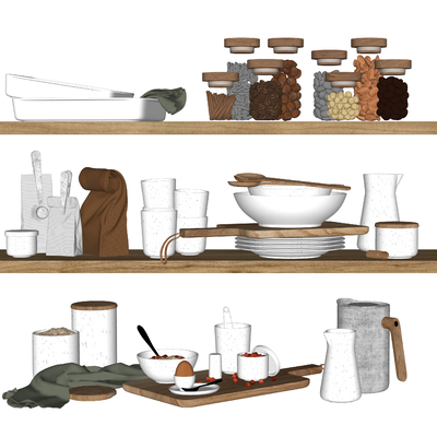  现代厨房用品su模型 