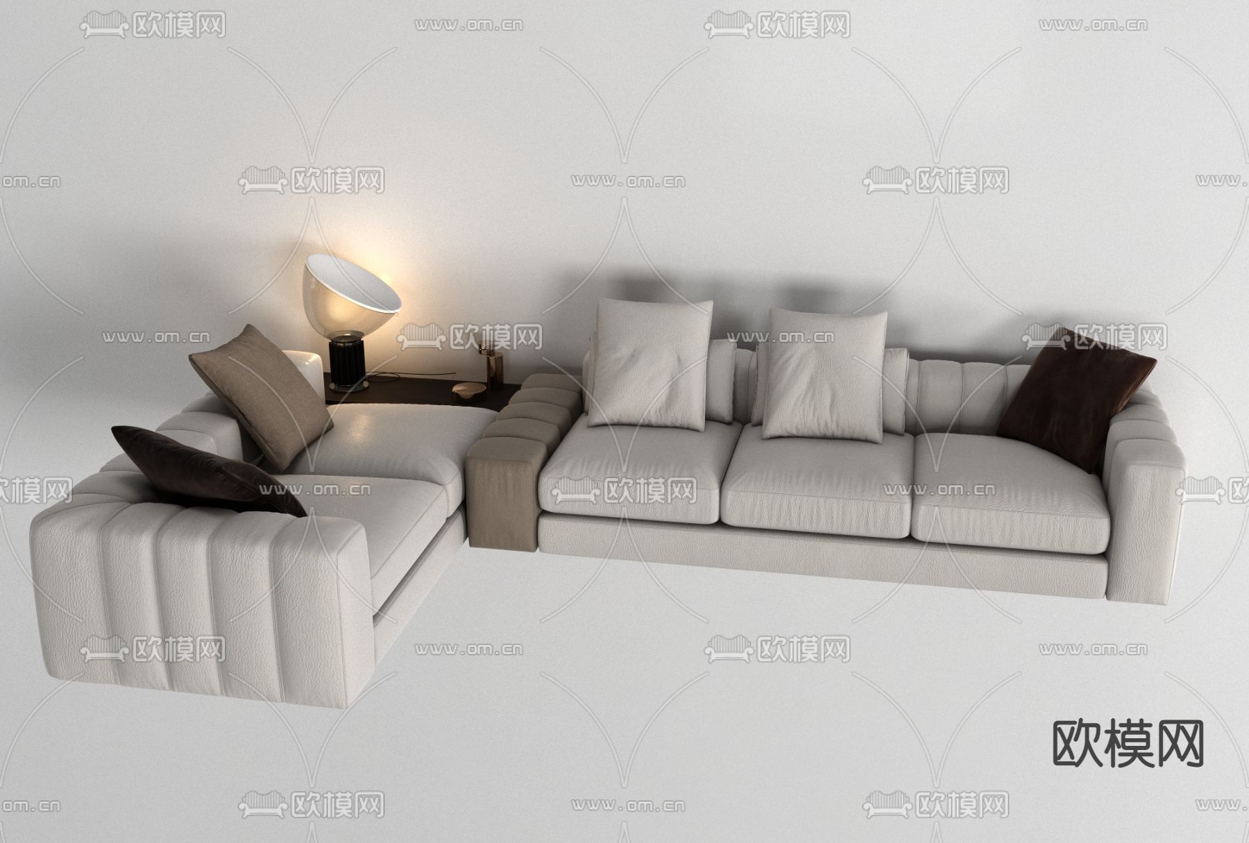现代布艺多人沙发免费3d模型下载