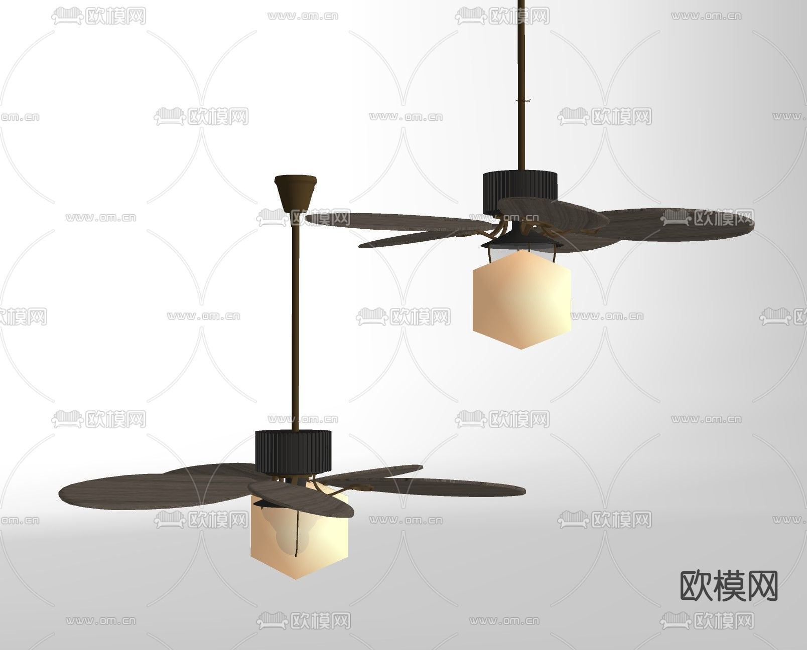 现代电风扇吊灯su模型下载（渲染图1）