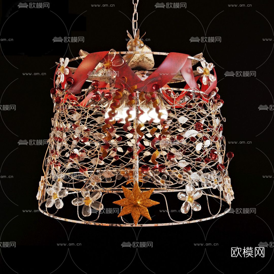 工业风吊灯免费3d模型下载