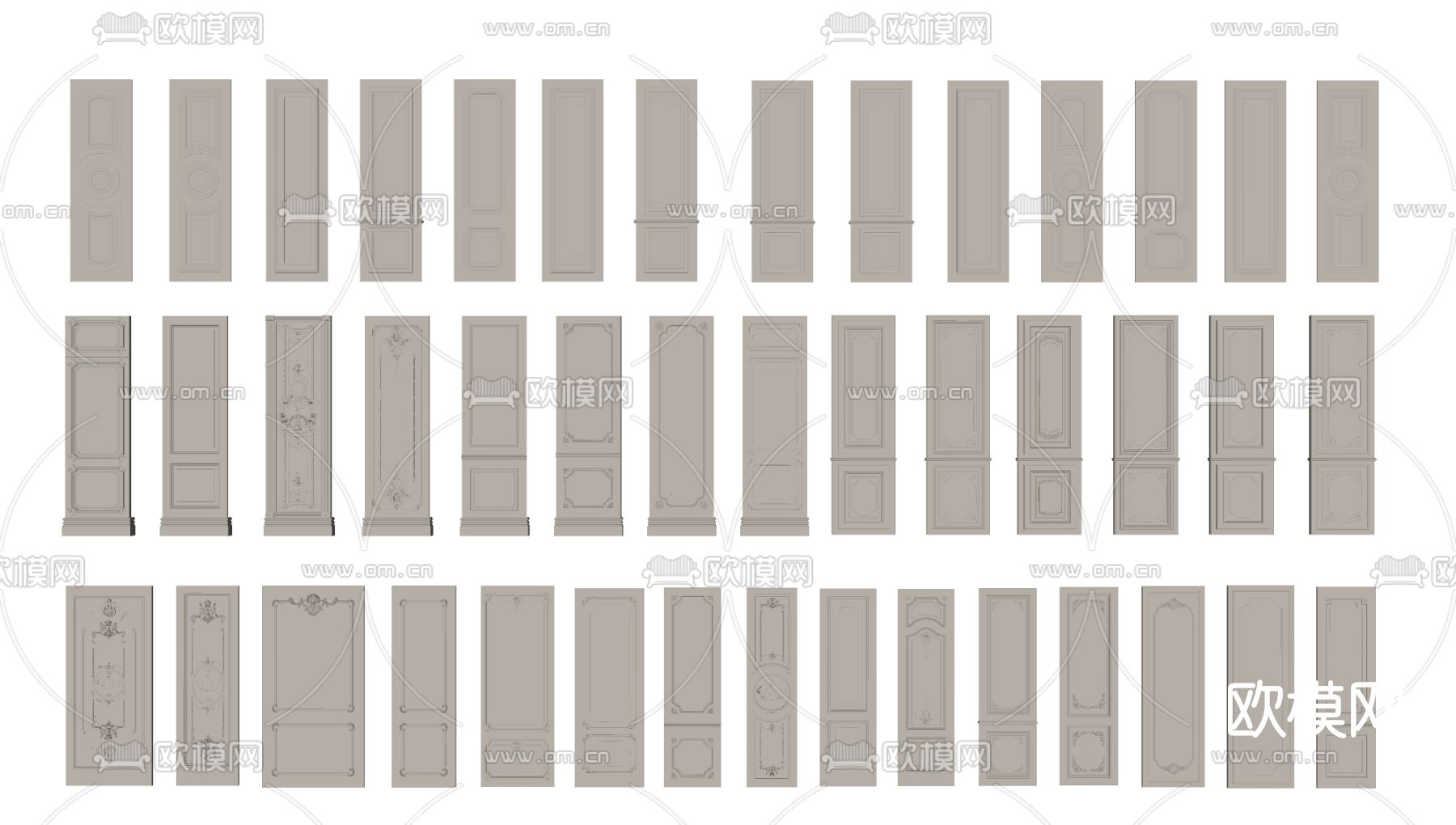 欧式雕花护墙板su模型下载（渲染图2）