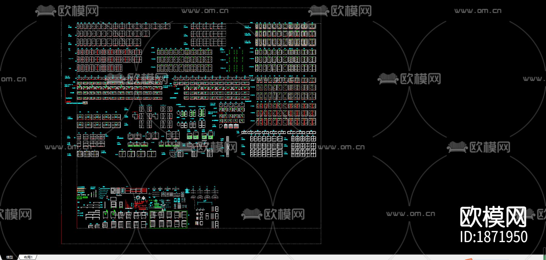 专业橱柜弧形柜cad图库下载（渲染图1）