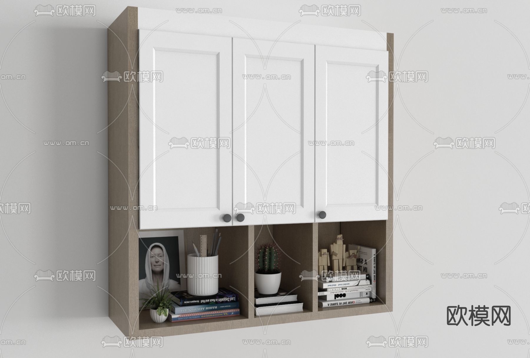 北欧实木壁柜免费3d模型下载
