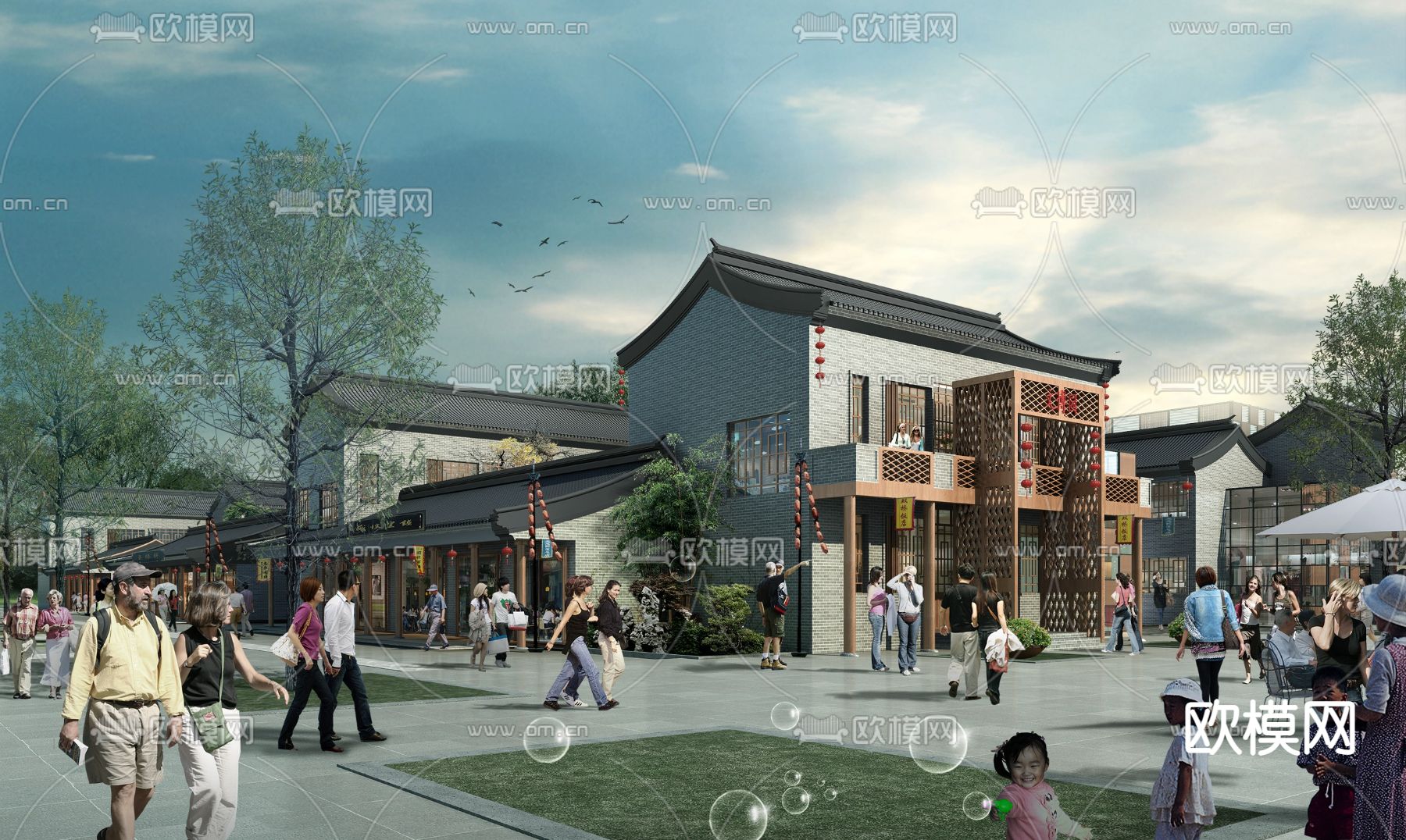 中式商业su模型下载（渲染图1）