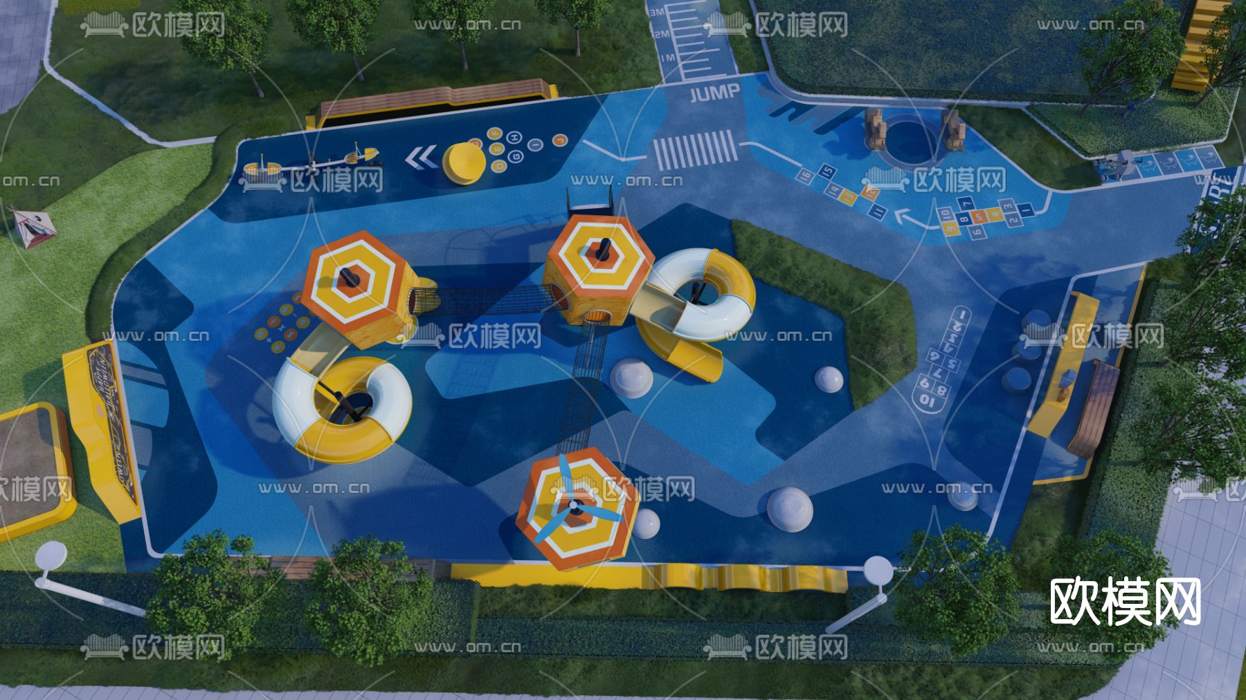 现代儿童游乐区su模型