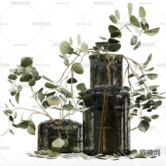 现代玻璃花瓶花艺3d模型下载(渲染图2)