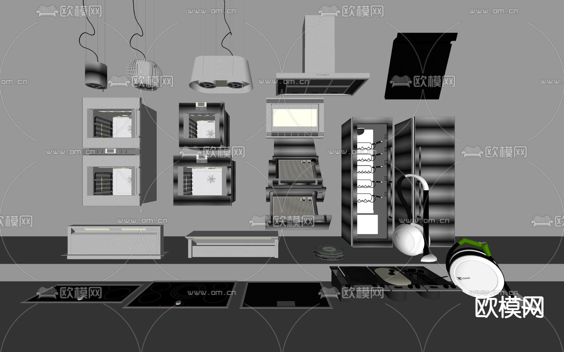 现代抽油烟机su模型下载