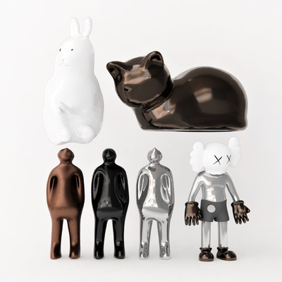  现代公仔玩偶摆件su模型 