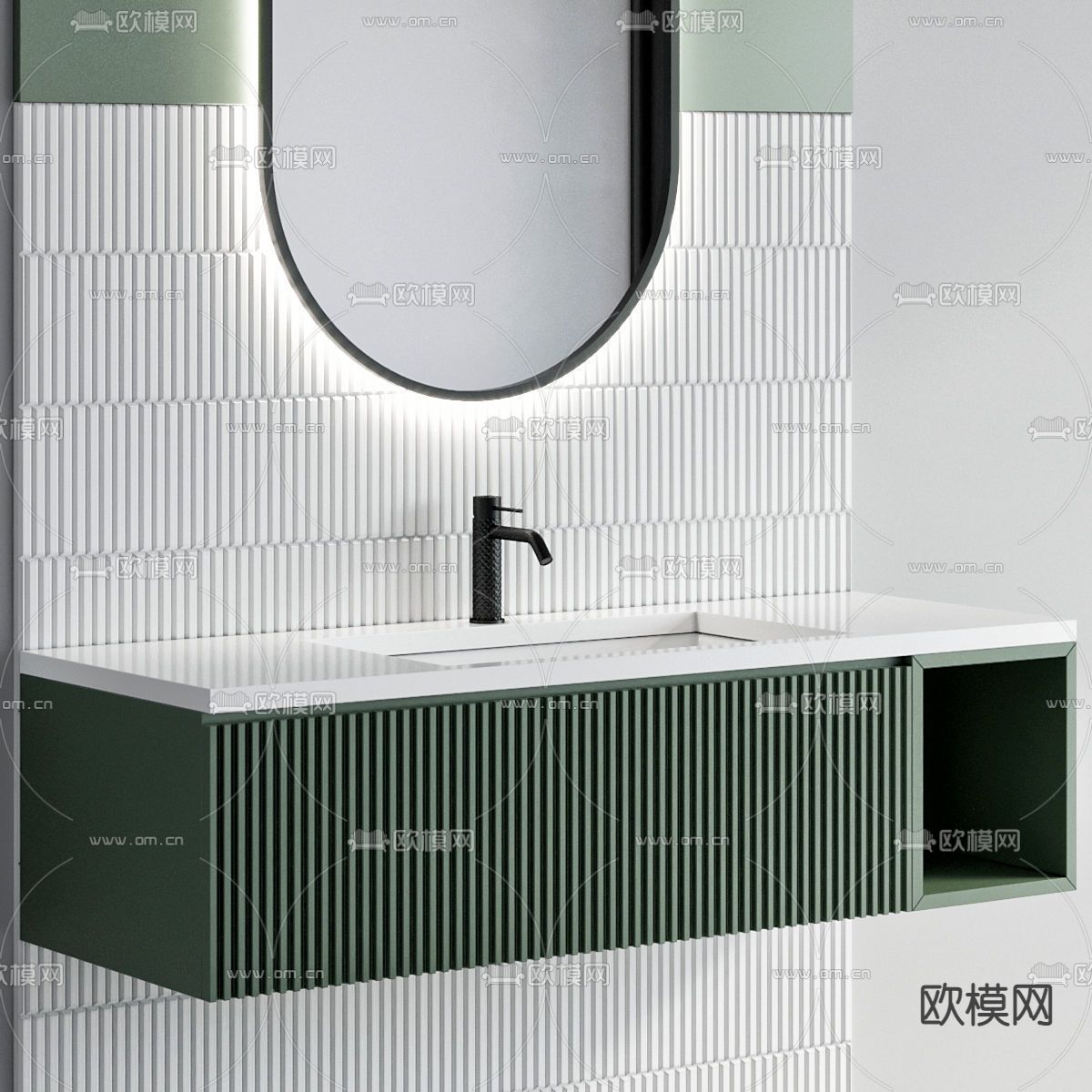 现代浴室柜洗手台3d模型下载（渲染图2）