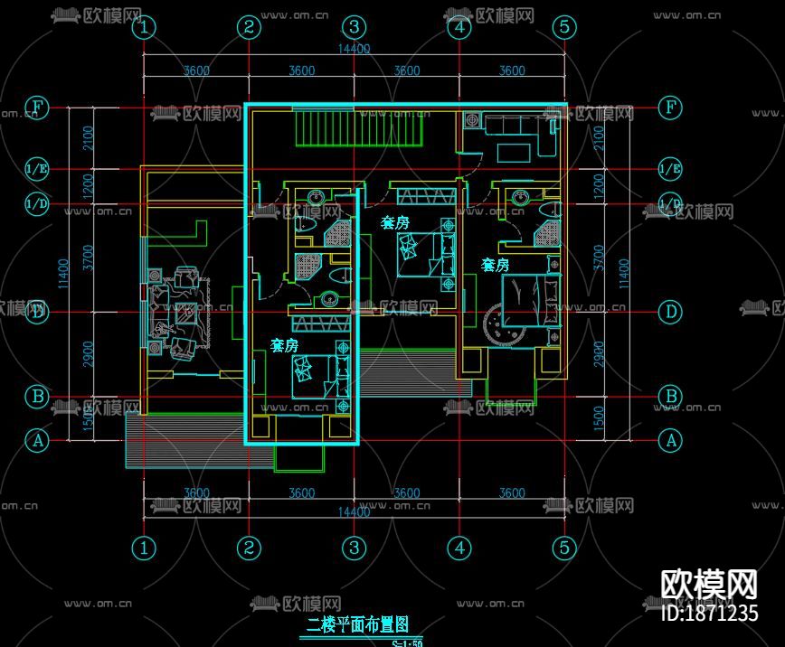 别墅cad平面布置图-免费3dmax模型库-欧模网