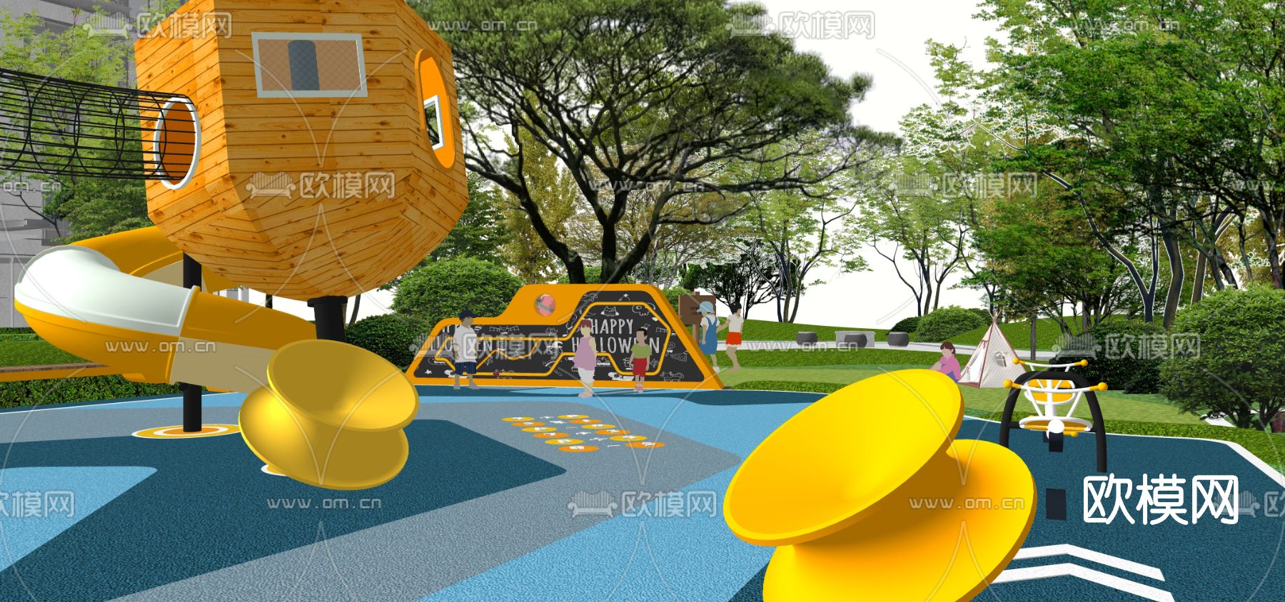 现代儿童游乐区su模型