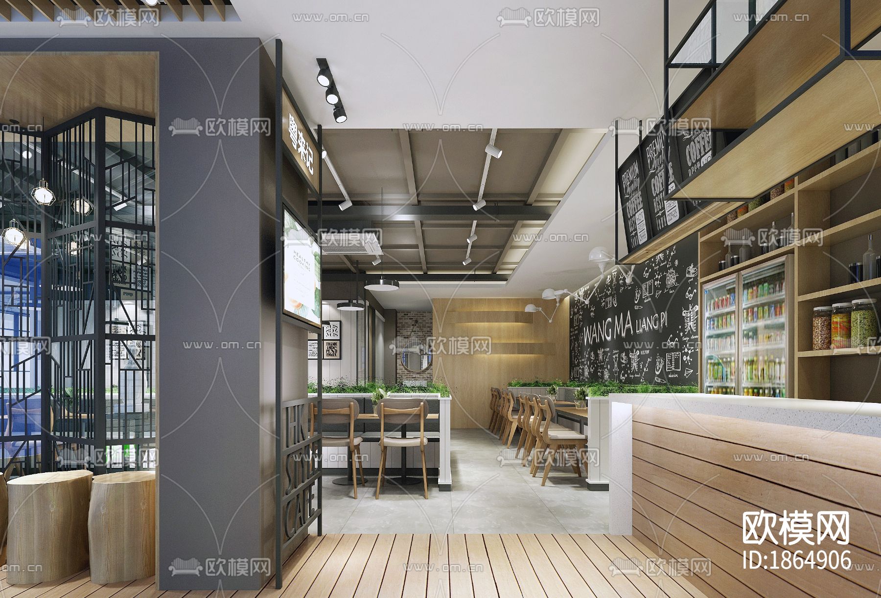 茶餐厅cad施工图下载（渲染图3）