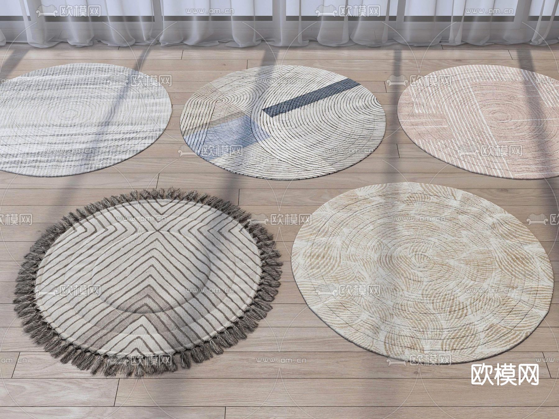 现代布艺地毯su模型下载（渲染图1）