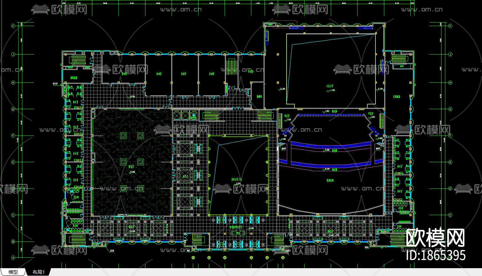 剧院大堂cad施工图下载（渲染图1）