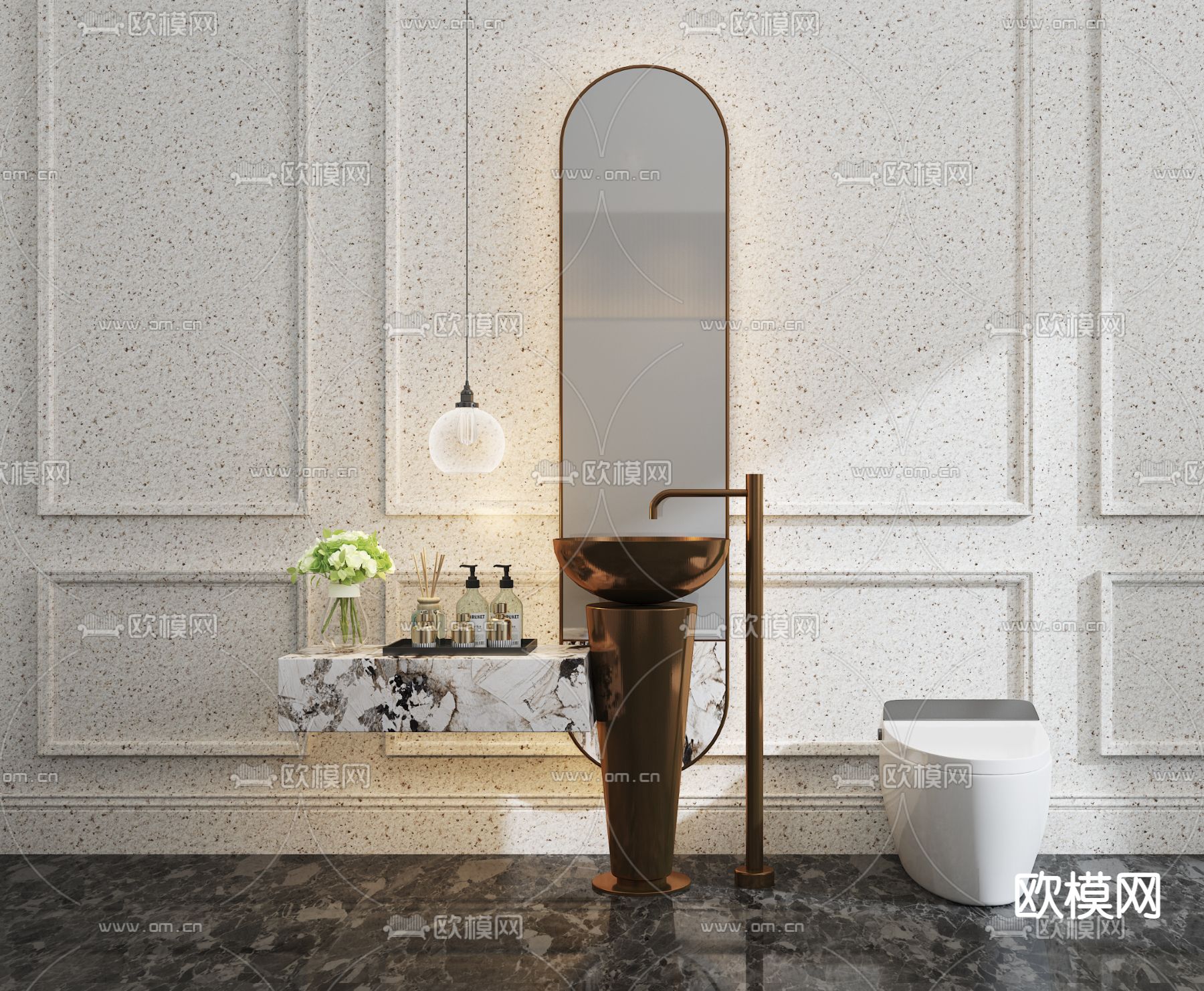 现代金属立式台盆洗手台3d模型下载