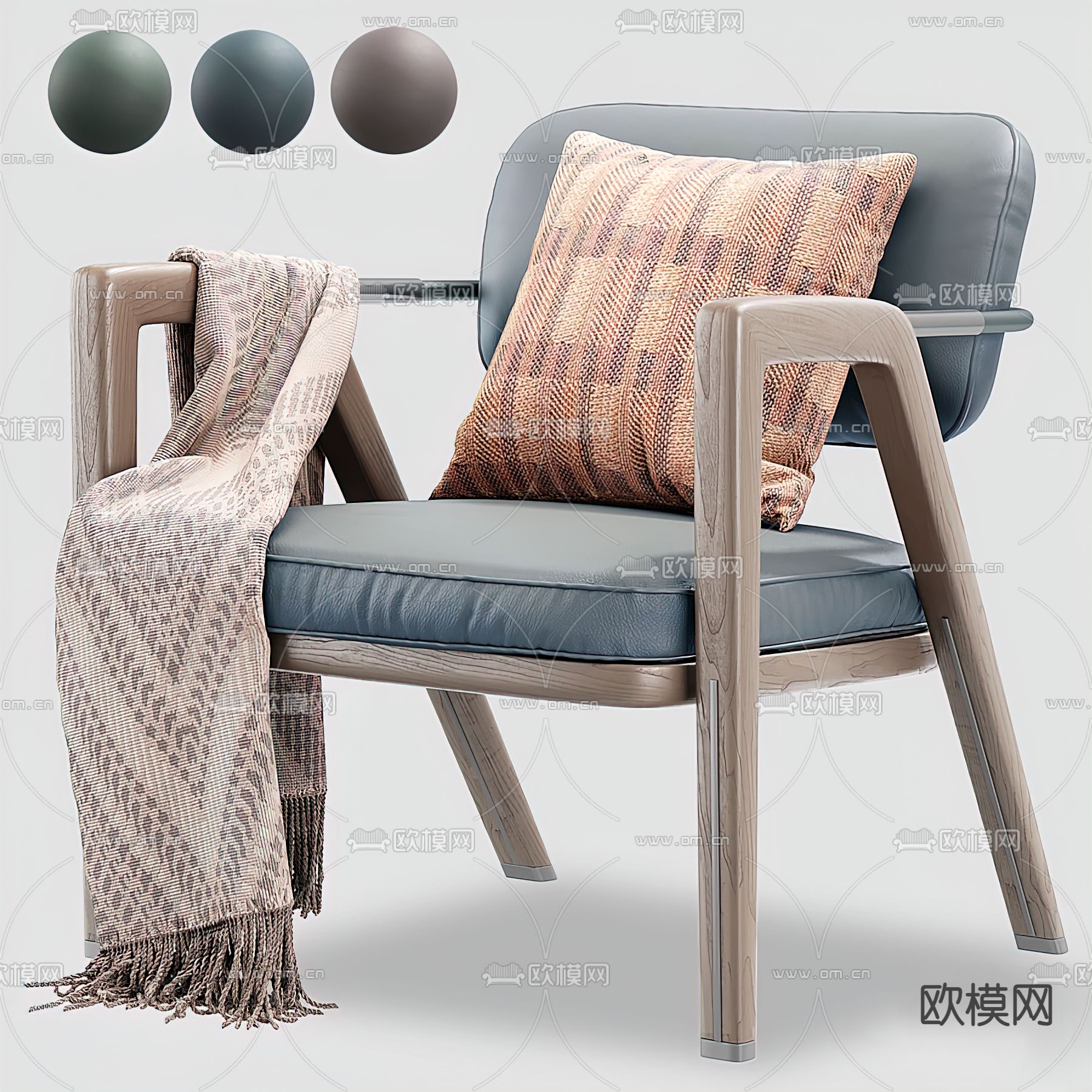 Giorgetti 现代皮革休闲椅3d模型下载（渲染图2）