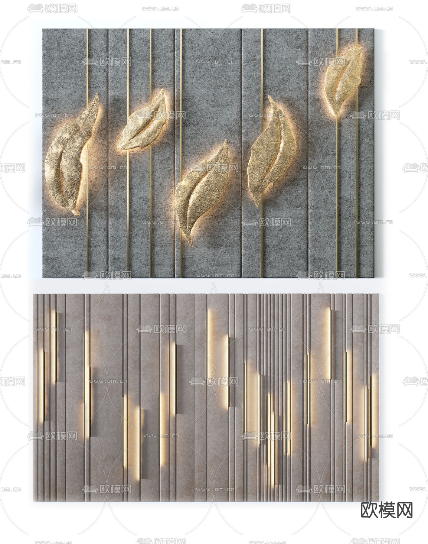 现代沙发背景软包硬包3d模型下载（渲染图1）