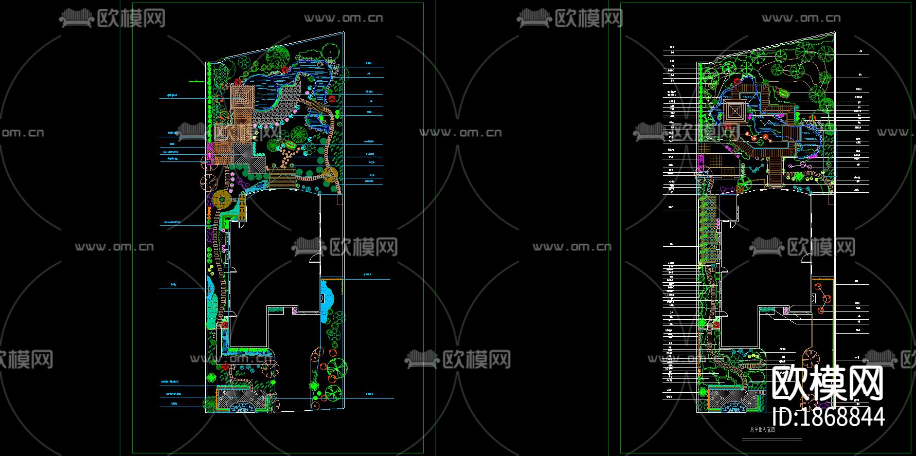 别墅庭院景观cad施工图下载（渲染图1）