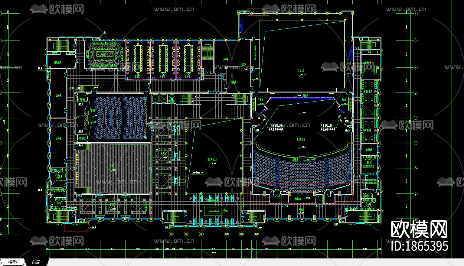 剧院大堂cad施工图下载（渲染图2）