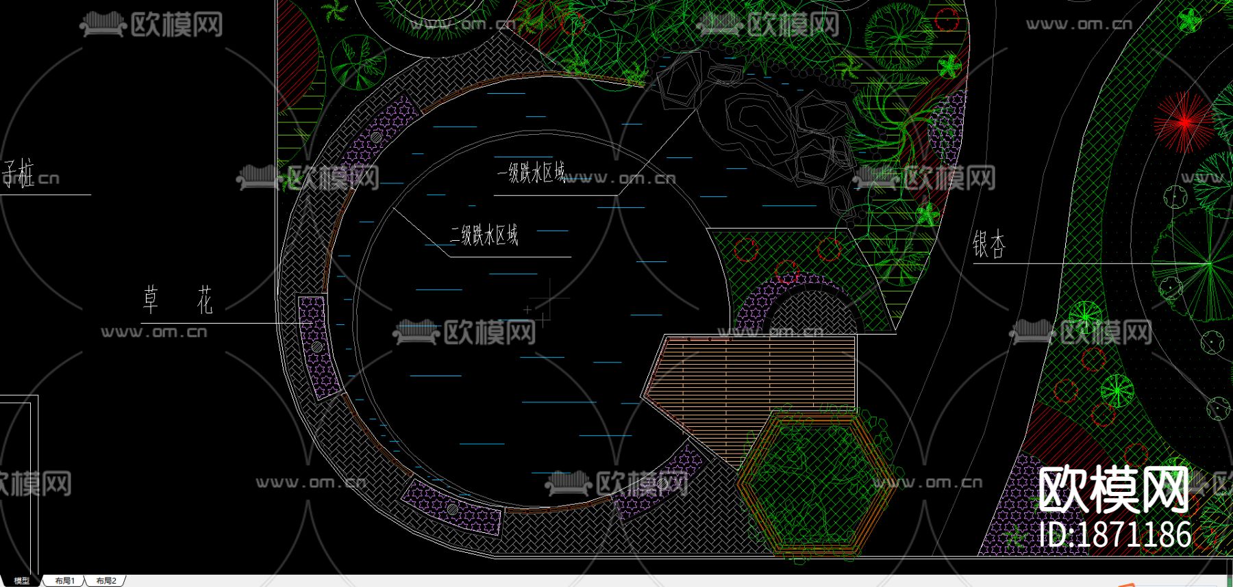行政办公楼庭院cad施工图下载（渲染图2）