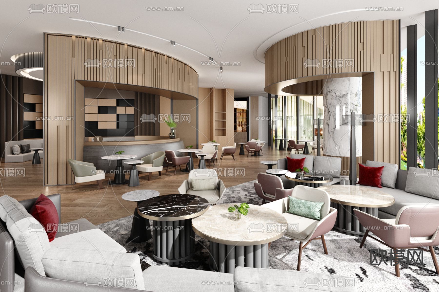 PLD刘波设计 现代酒店自助餐厅3d模型下载