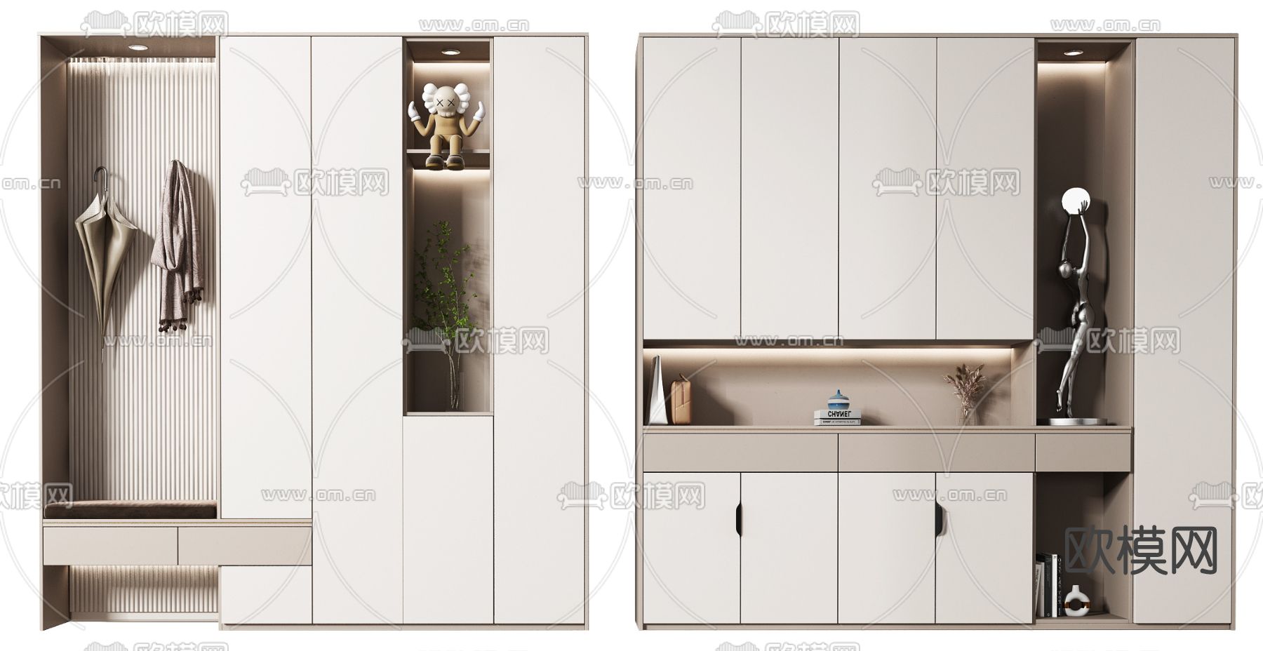 现代玄关鞋柜su模型下载（渲染图1）