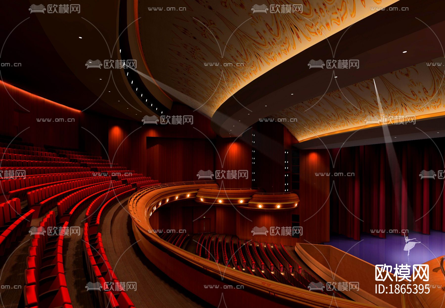 剧院大堂cad施工图下载（渲染图6）
