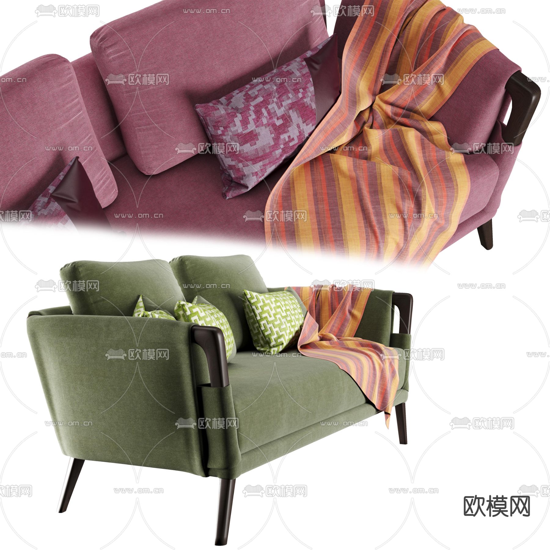 现代布艺双人沙发3d模型