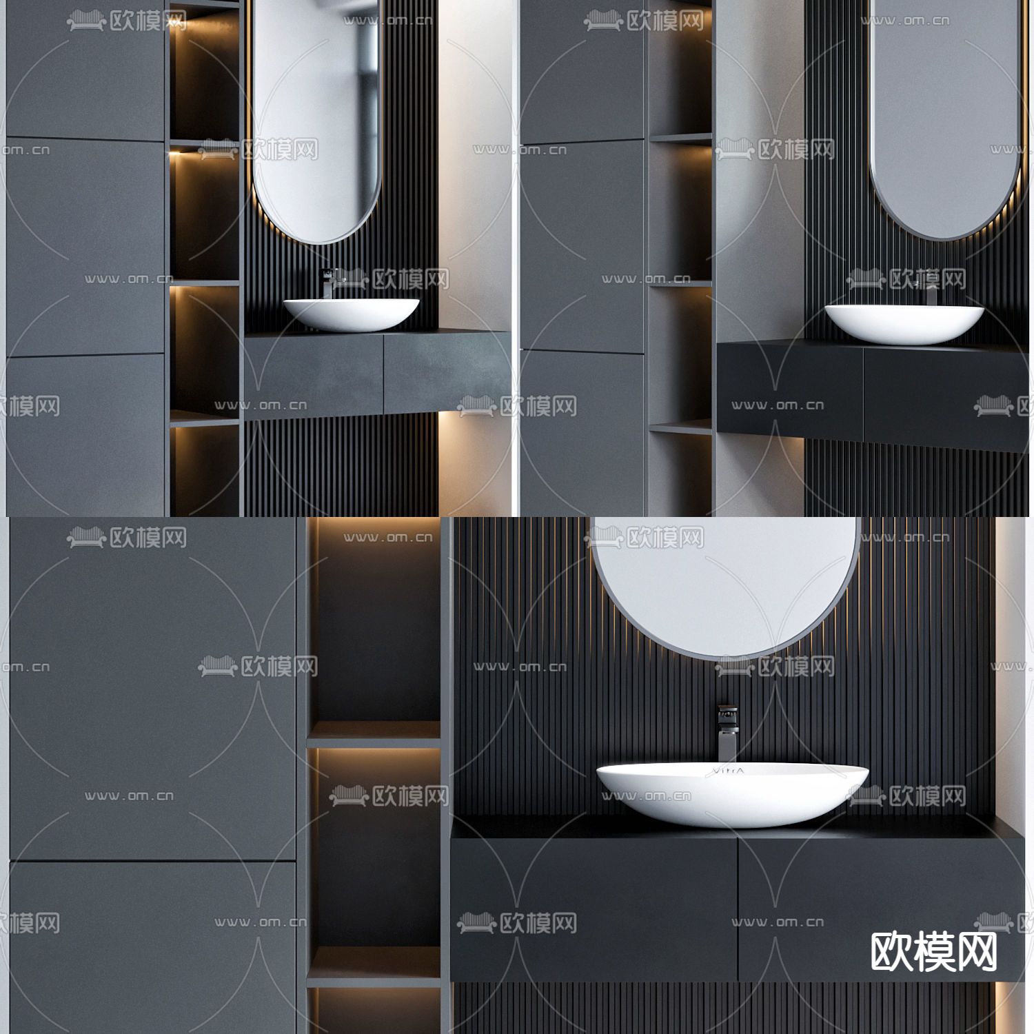 现代浴室柜洗手台3d模型