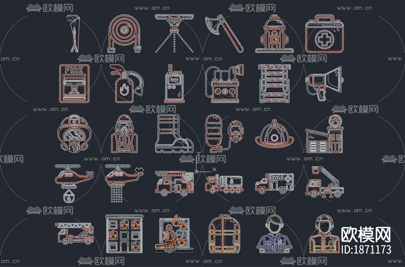 消防图标cad图库下载