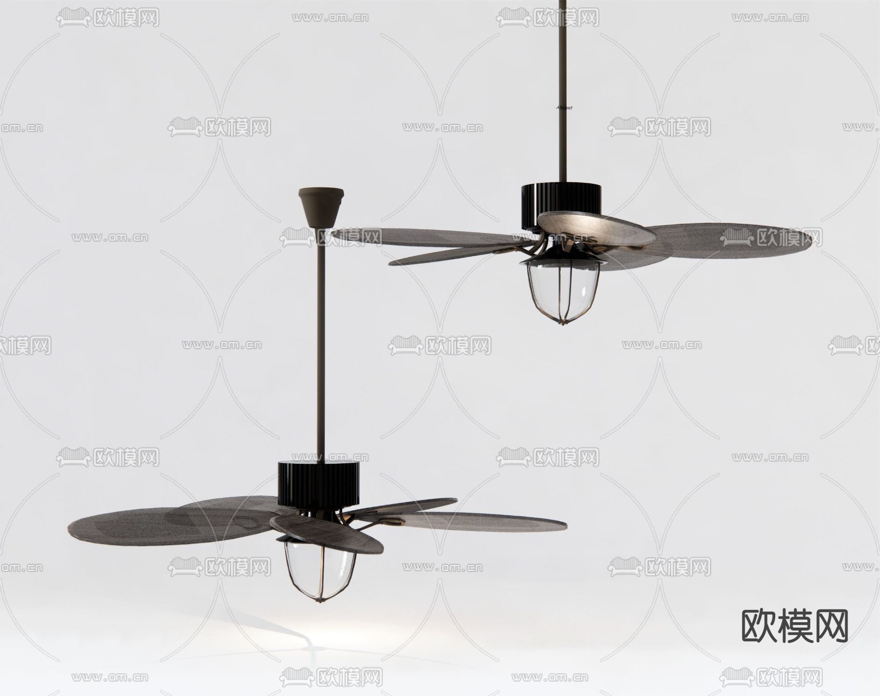 现代电风扇吊灯su模型下载（渲染图2）