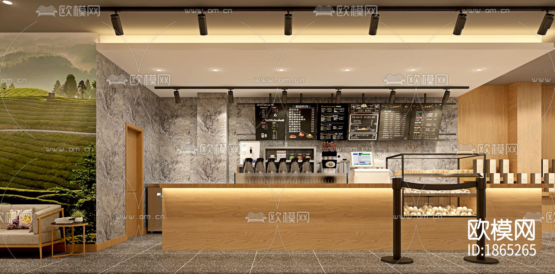 奶茶店cad施工图下载（渲染图6）