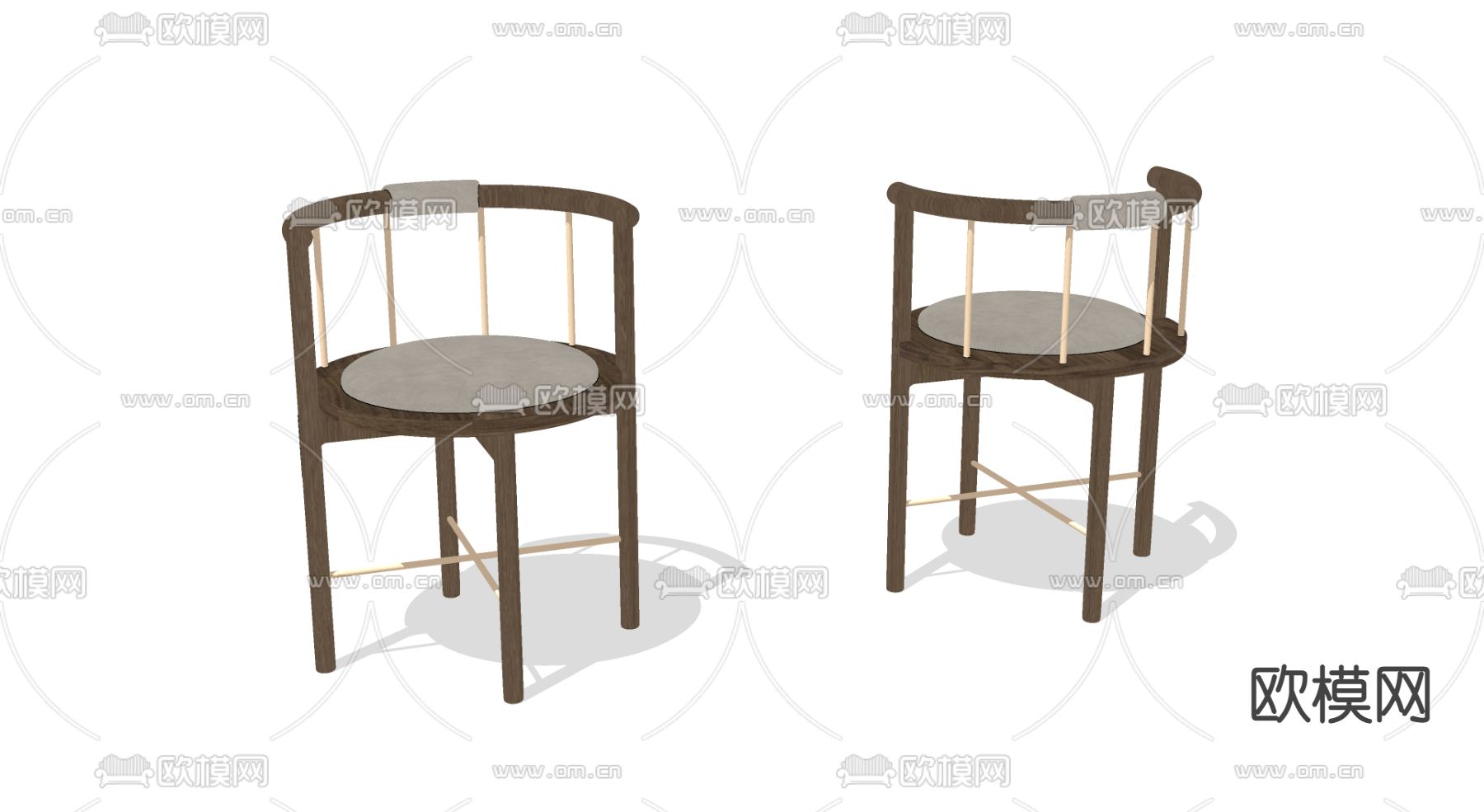 侘寂餐椅su模型下载（渲染图2）