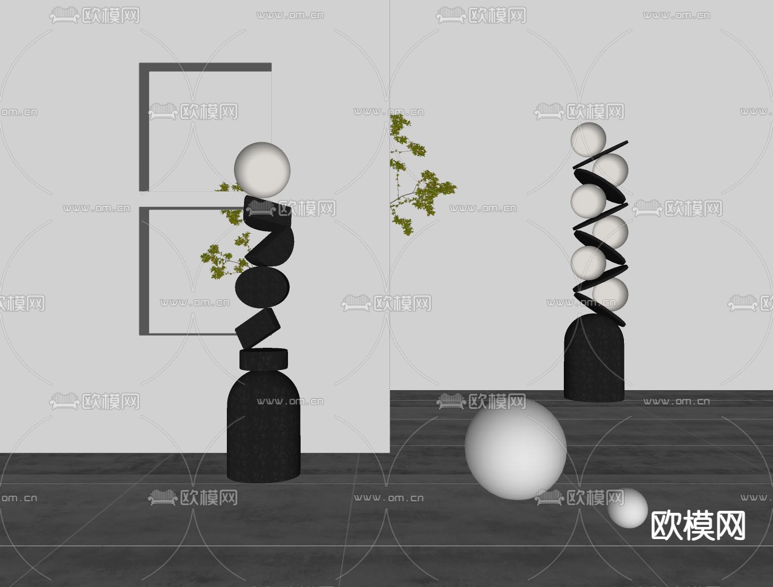 现代落地灯su模型下载（渲染图2）