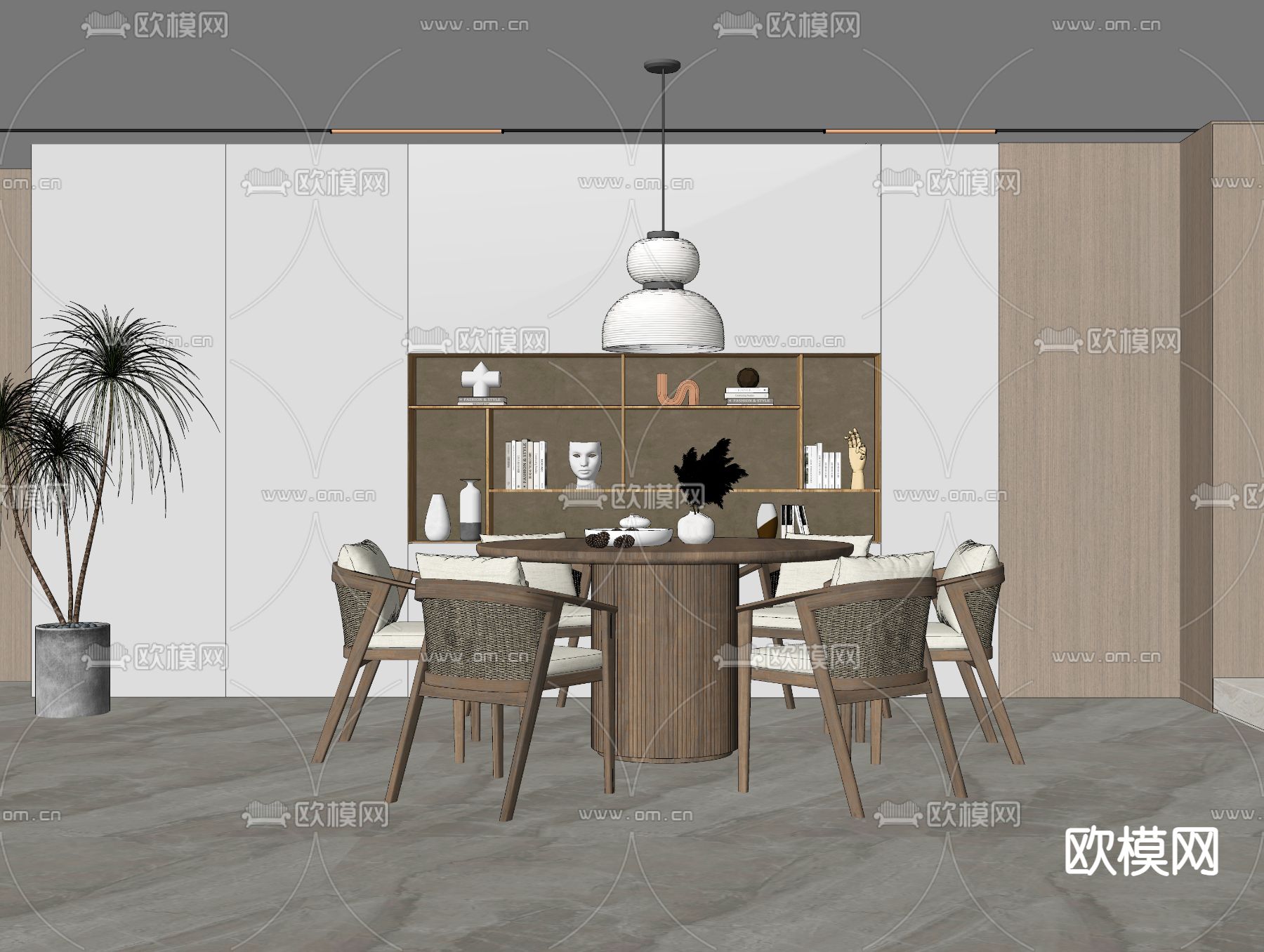 侘寂风餐厅su模型下载（渲染图2）
