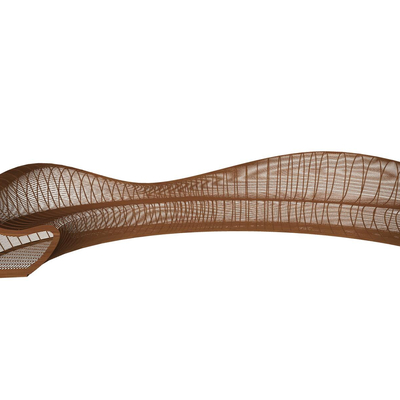  现代弧形实木公共用椅su模型 