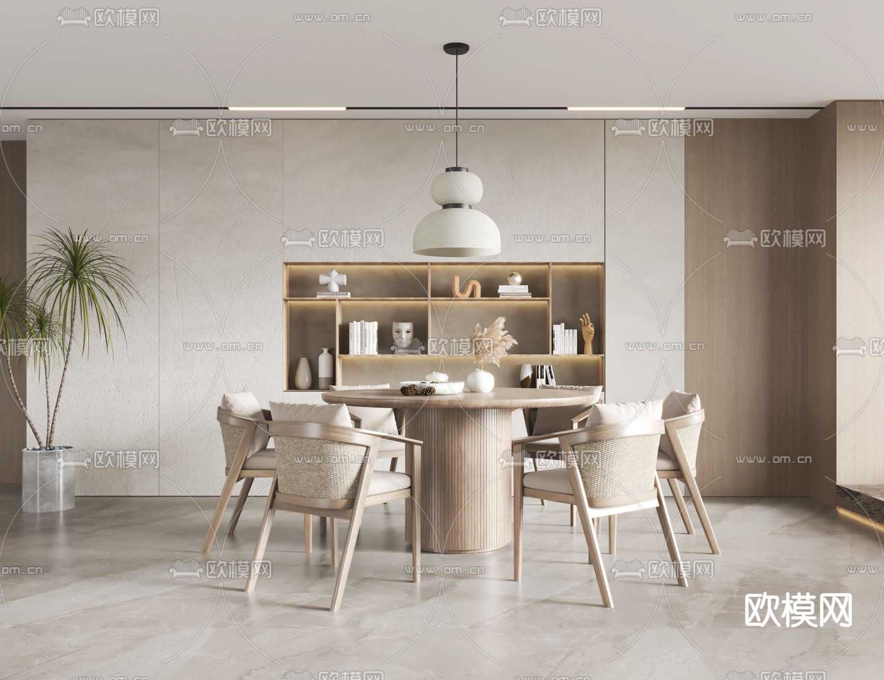 侘寂风餐厅su模型下载（渲染图1）