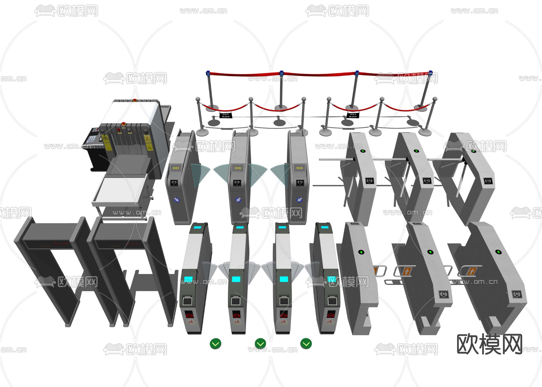 现代门禁安检闸机门su模型下载（渲染图2）