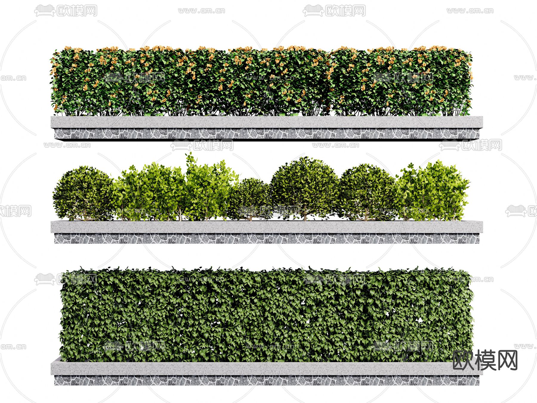 现代灌木丛su模型下载（渲染图1）